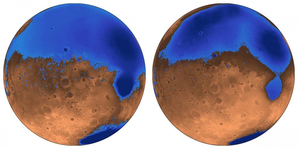Die beiden großen Ozeane des Mars