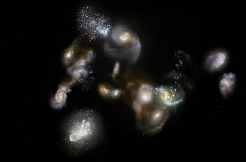Aus Staub geboren: Verschmelzende Proto-Galaxien im frühen Universum