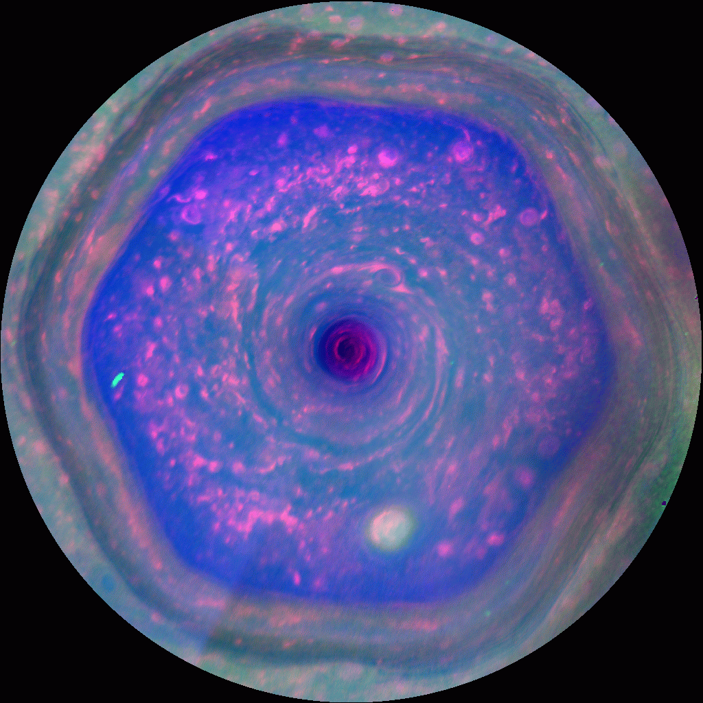 Woraus die Wolkenschichten über dem Hexagon des Saturns bestehen